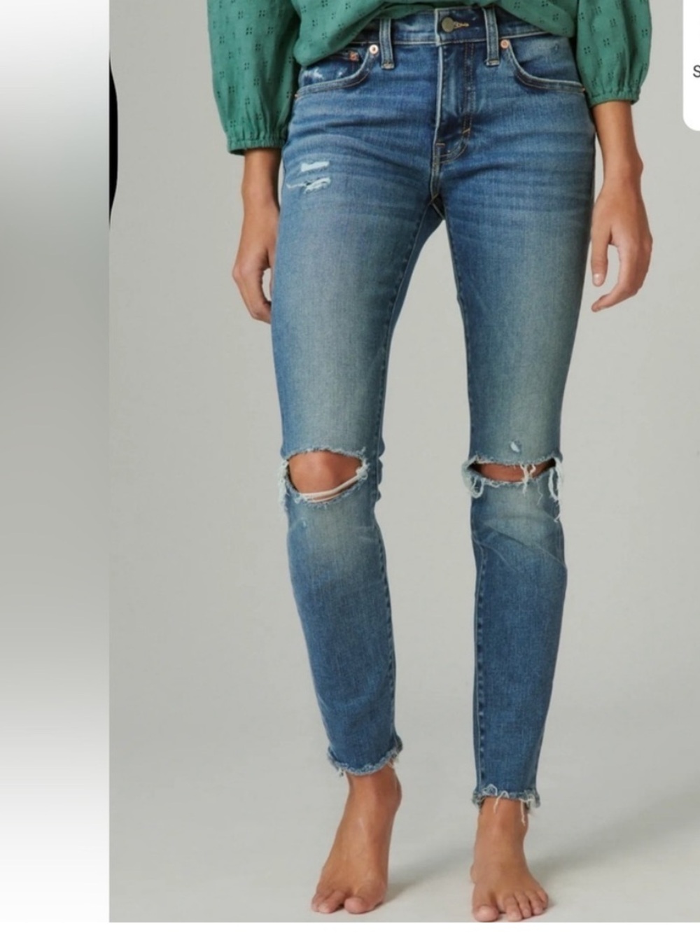 Lucky Brand Ava Mid Rise Skinny Distressed Jeans